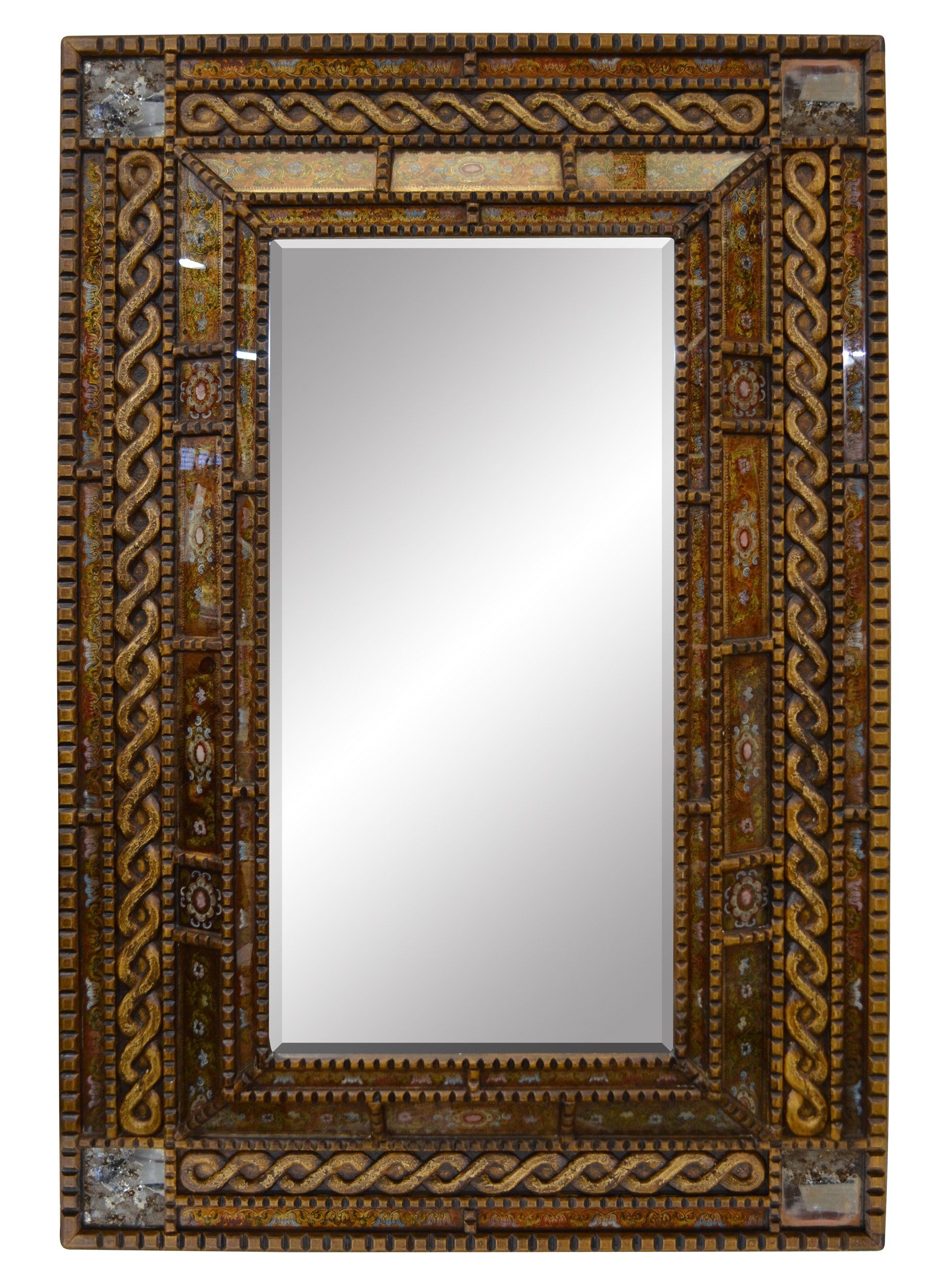 Peruvian Painted Glass White Mirror - AFD Home