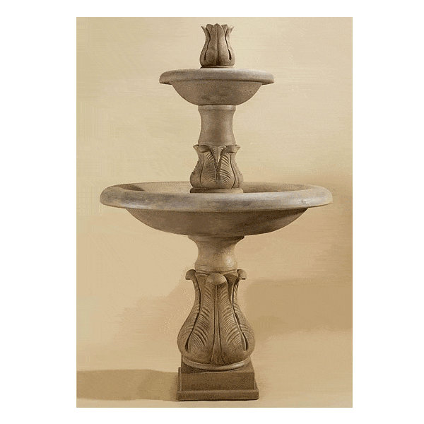 Folium Two Tier Outdoor Cast Stone Garden Fountain Tall – Tuscan Basins