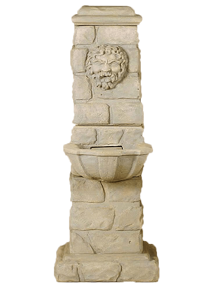 Green Man Column Cast Stone Outdoor Water Fountain With Spout – Tuscan ...