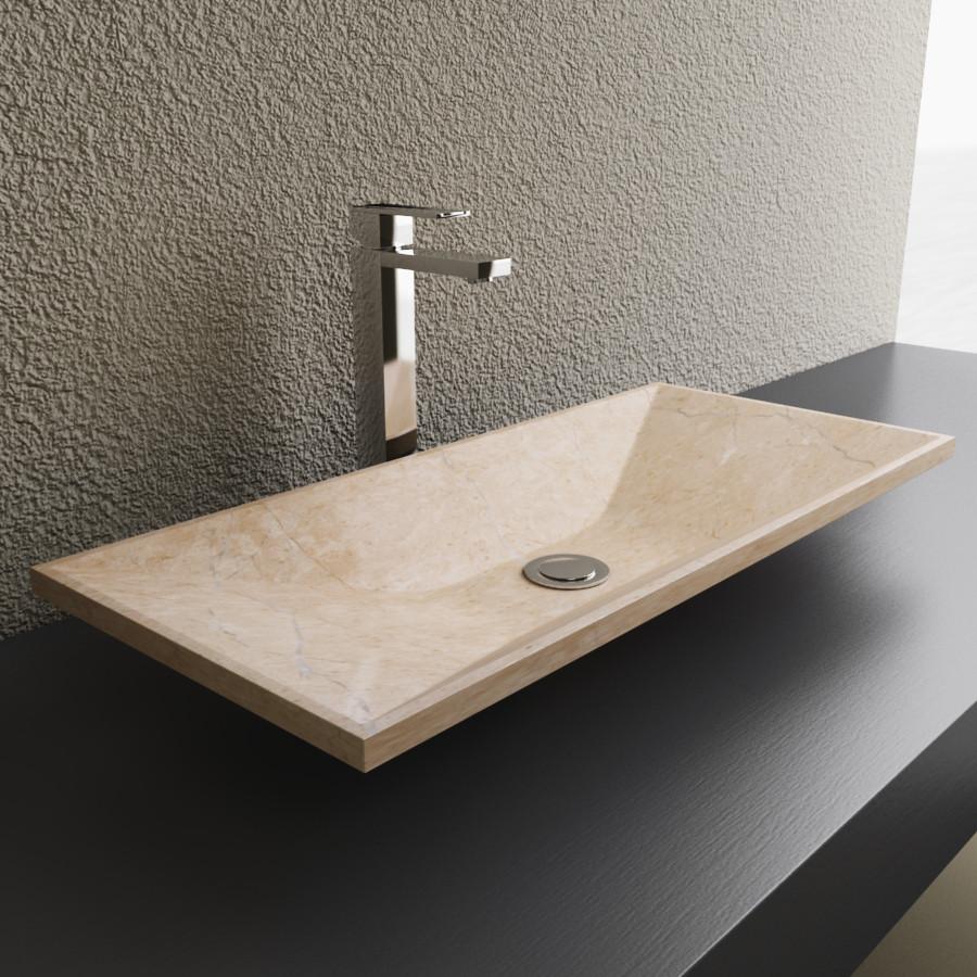 Cantrio Travertine Rectangle Vessel Bathroom Sink