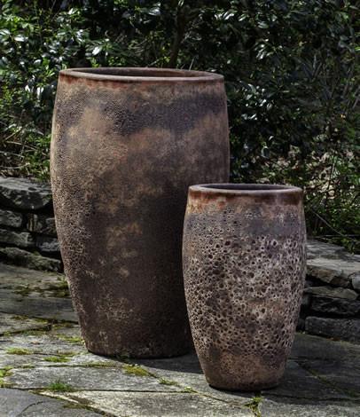 Campania 6473-2402 Sgraffito Tall Planter - Terra Cotta 2-Piece Set