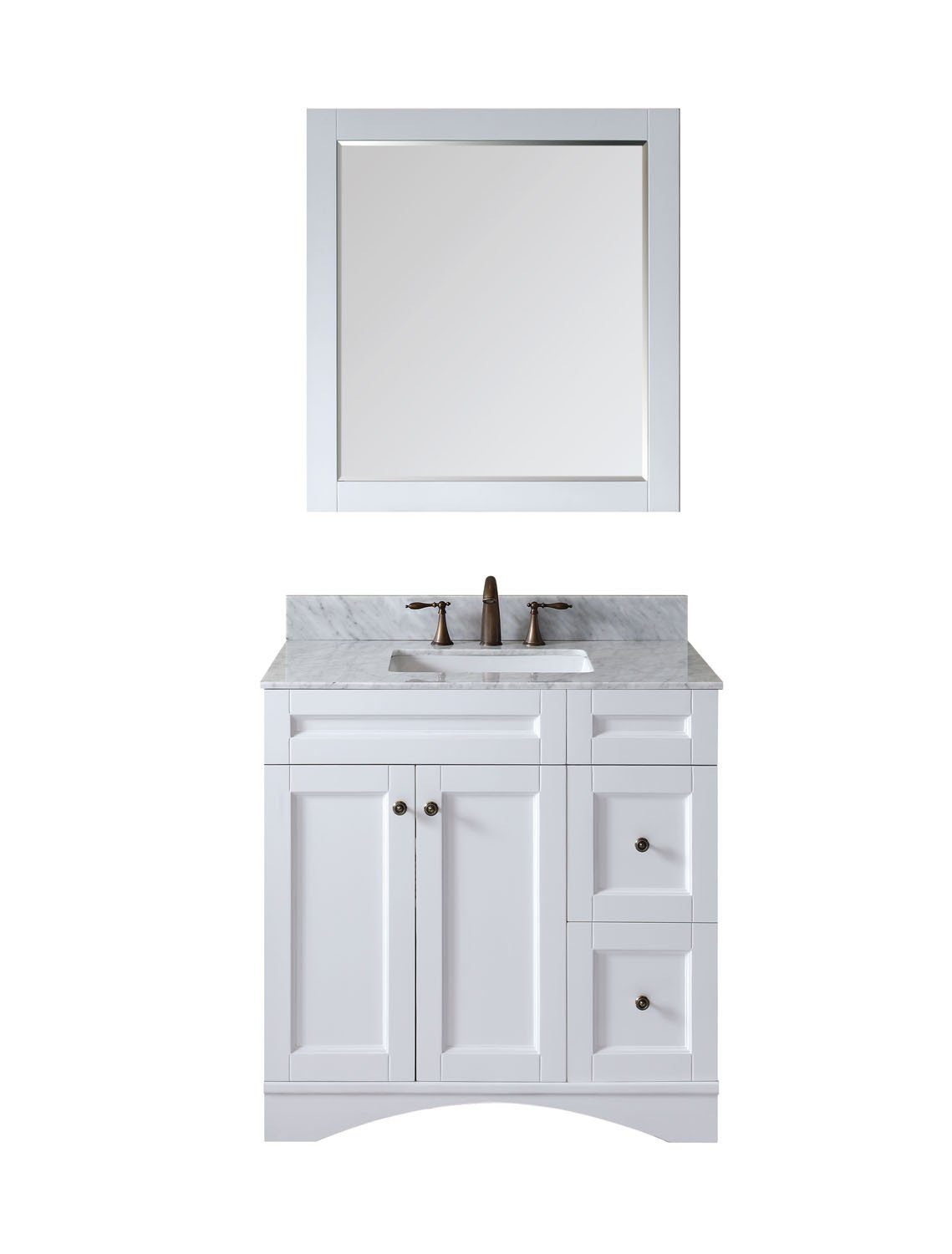 Timeless Home 36 in. W Single Bathroom Vanity in Clear Mirror with Vanity  Top in White with White Basin