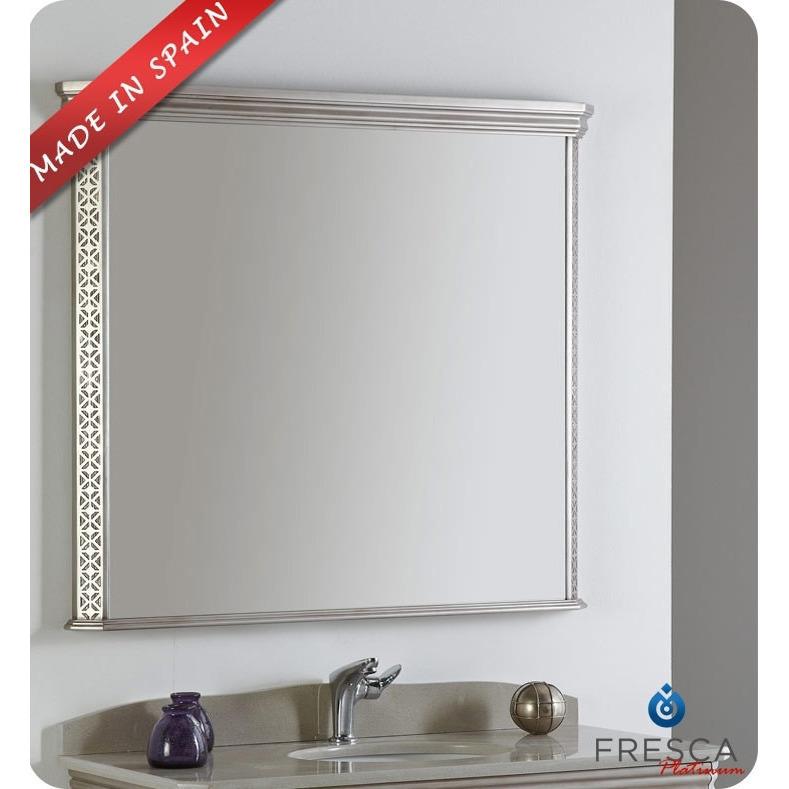 Fresca Platinum London 40 Antique Silver Bathroom Mirror Rectangular Tuscan Basins
