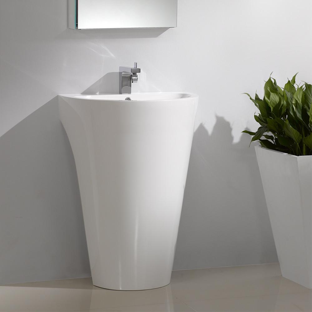 Fresca Parma White Pedestal Sink w/ Medicine Cabinet Bathroom Vanity F –  Tuscan Basins