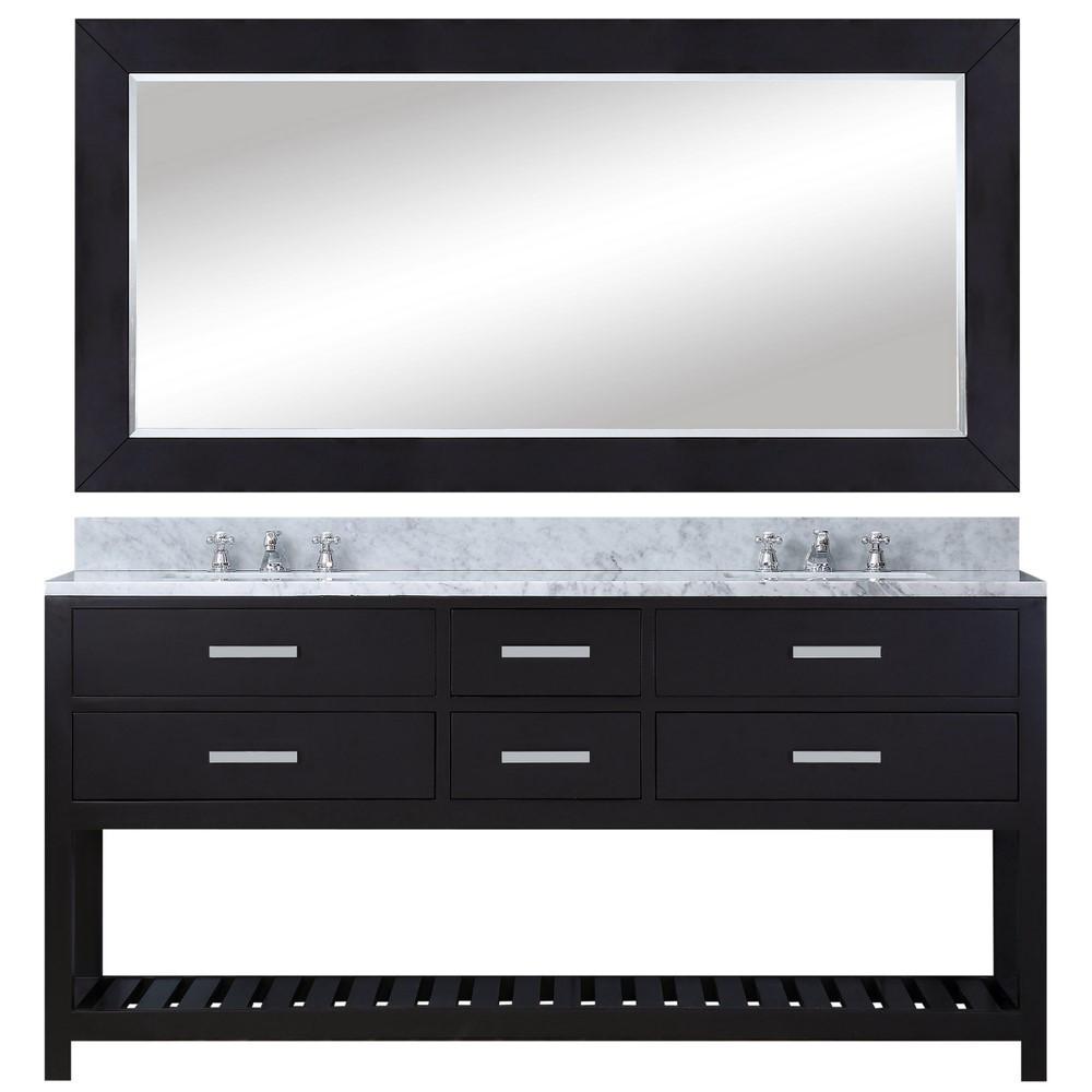 Madalyn 60" Espresso Double Sink Vanity With Matching Framed Mirror And Faucet Vanity Water Creation 