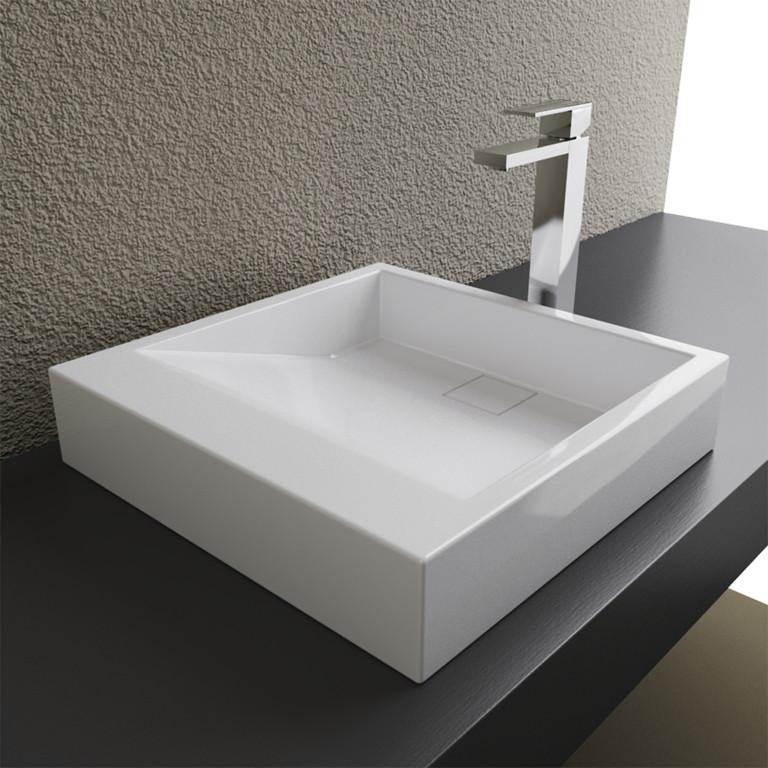 cantrio solid surface modern top mount bathroom sink mma-18184