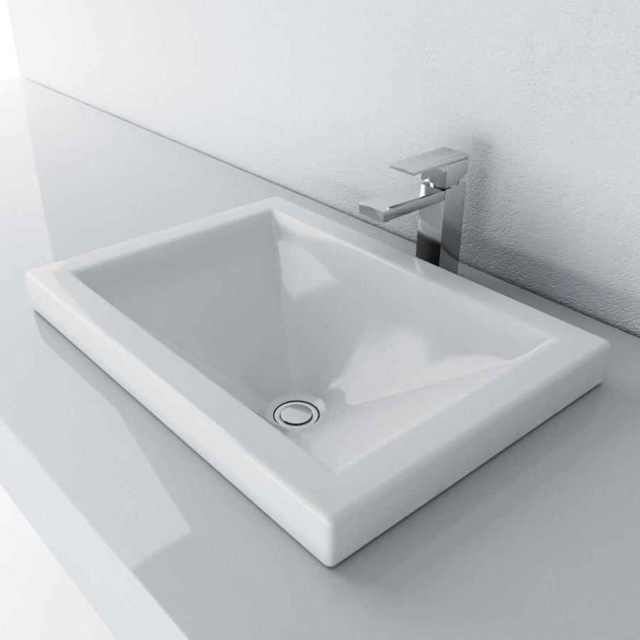 Cantrio Vitreous China Semi Recessed Ps 111 Top Mount Bathroom Sink Tuscan Basins