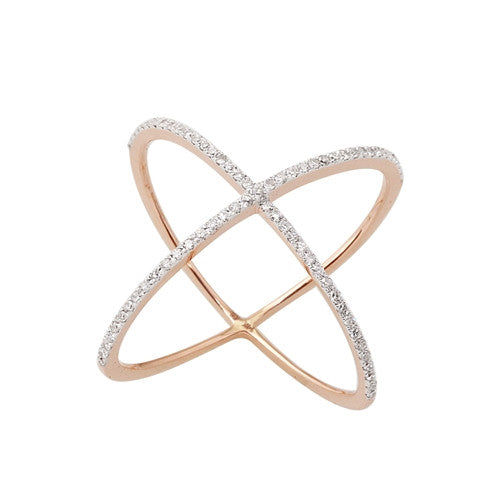 Rose Gold Diamond X Ring | Little 