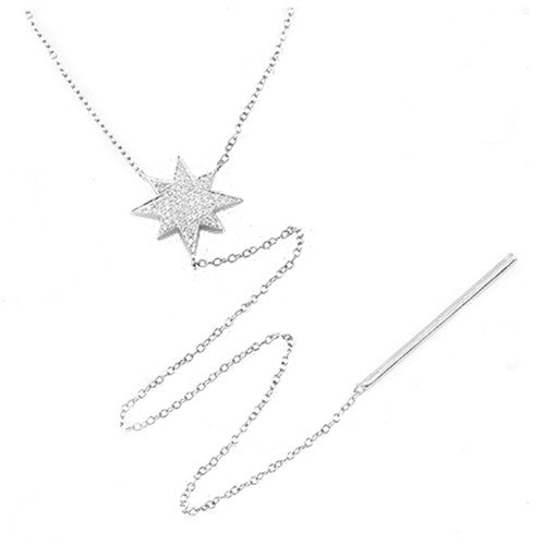 Diamond Star Drop Necklace 14k White Gold Little Switzerland