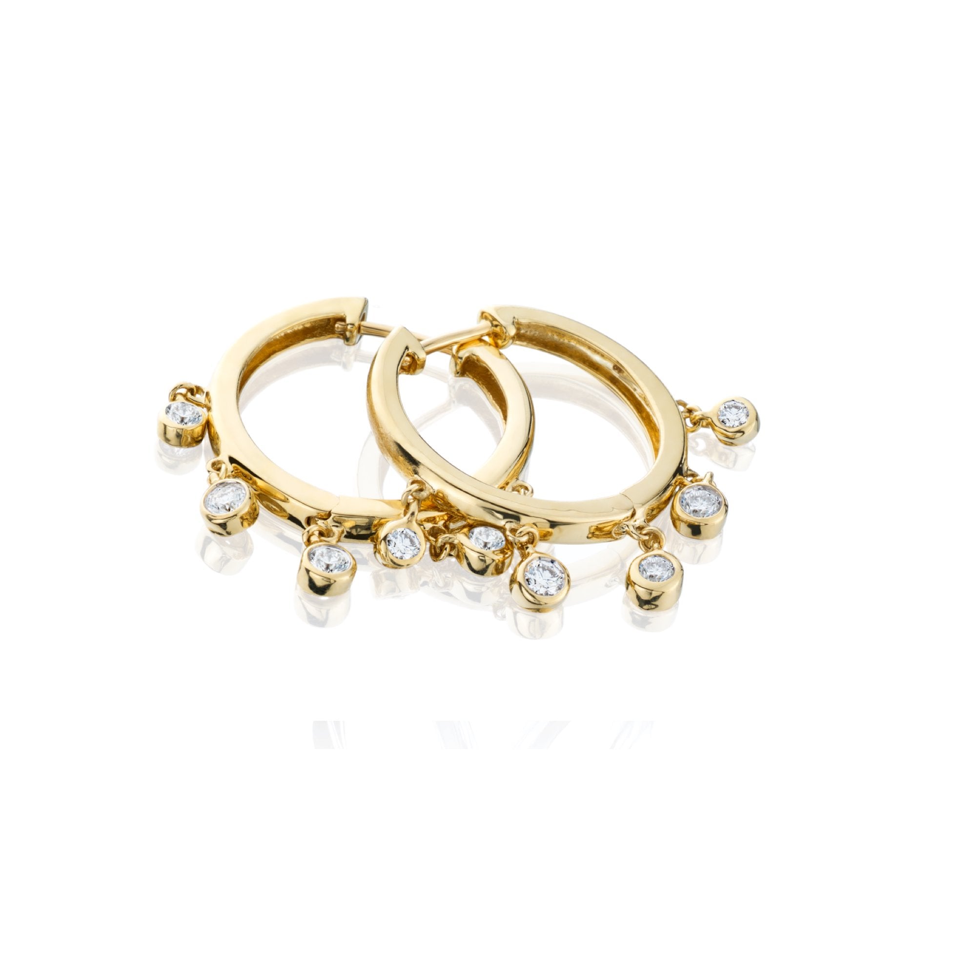 Gold \u0026 Diamond Dangle Hoop Earring 