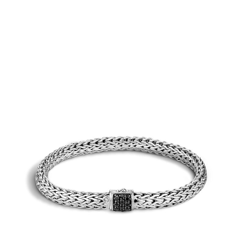 Classic Chain Small Bracelet with Black Sapphire
