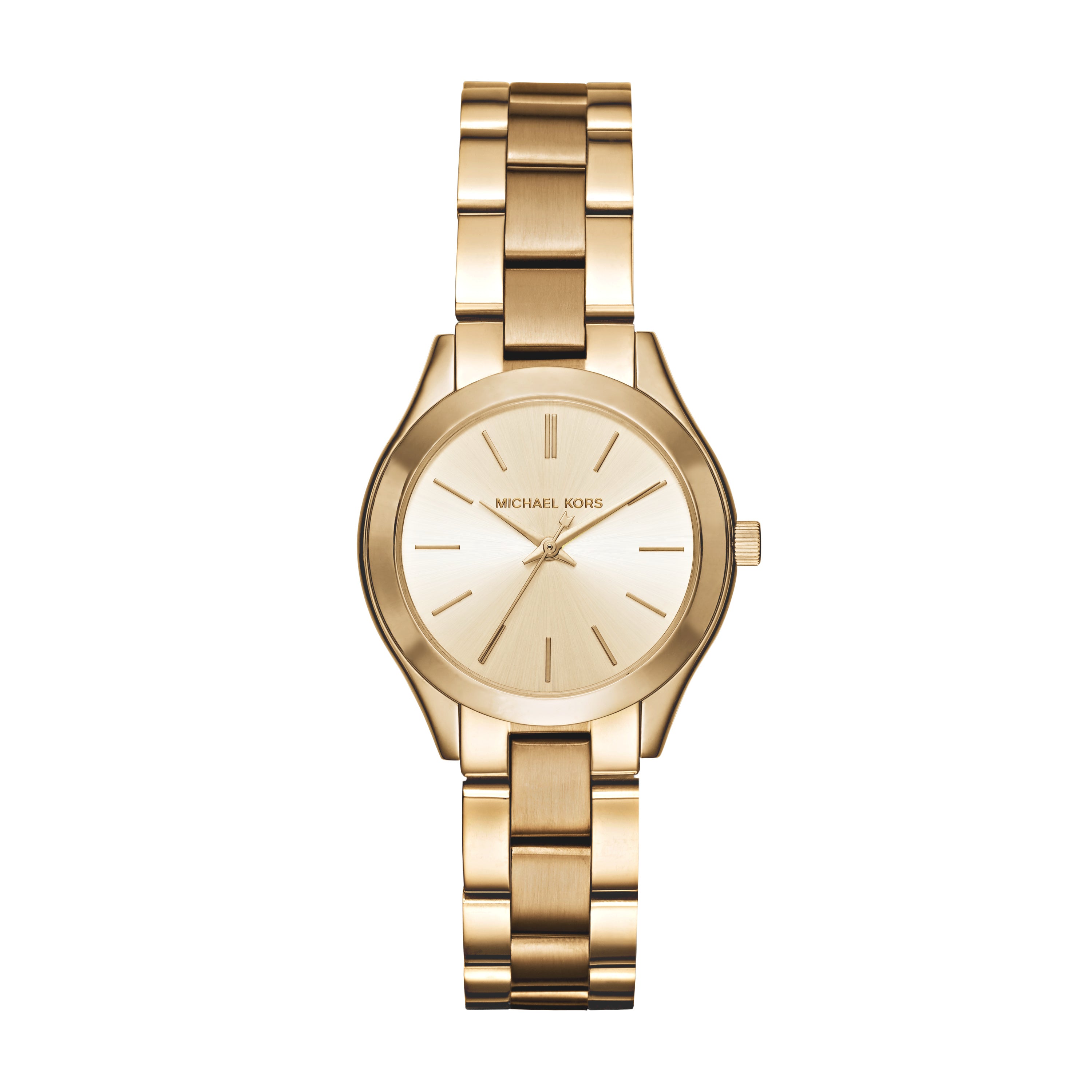 mk slim runway watch gold