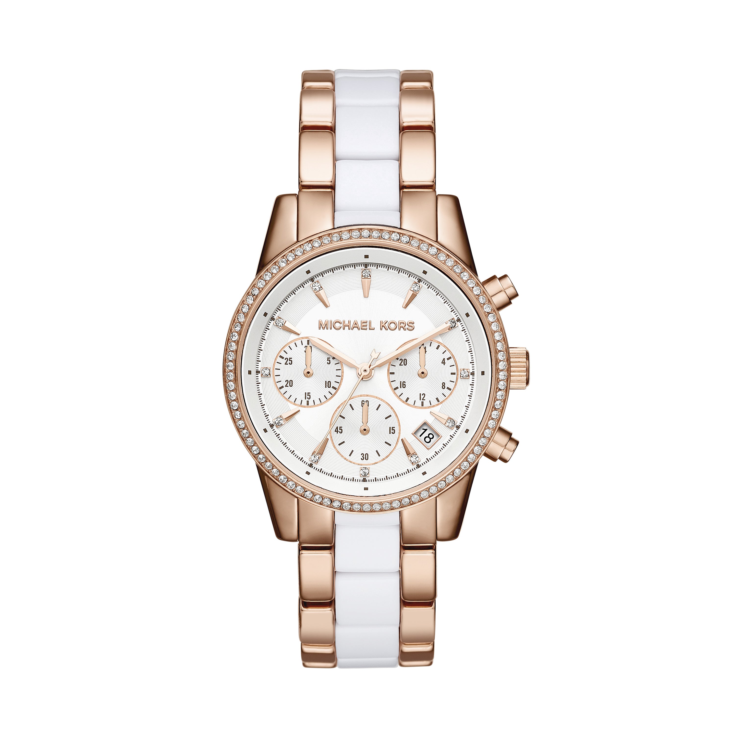 michael kors ritz pave gold tone watch