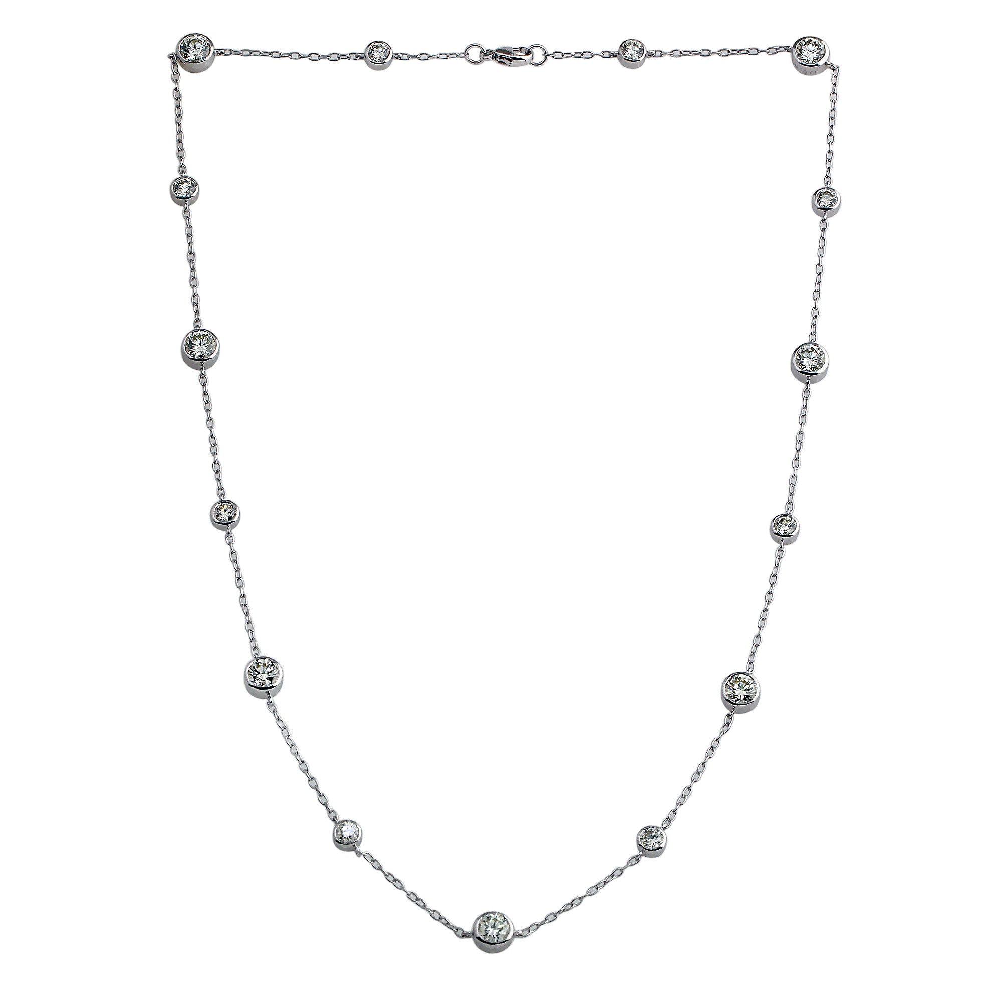 18K White Gold Lab-Grown Diamonds by the Yard Station Necklace – Little ...