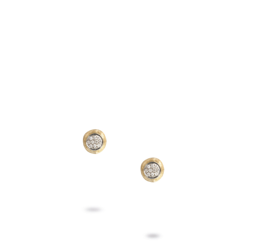 18K Yellow Gold & Diamond Pave Small Stud Earrings