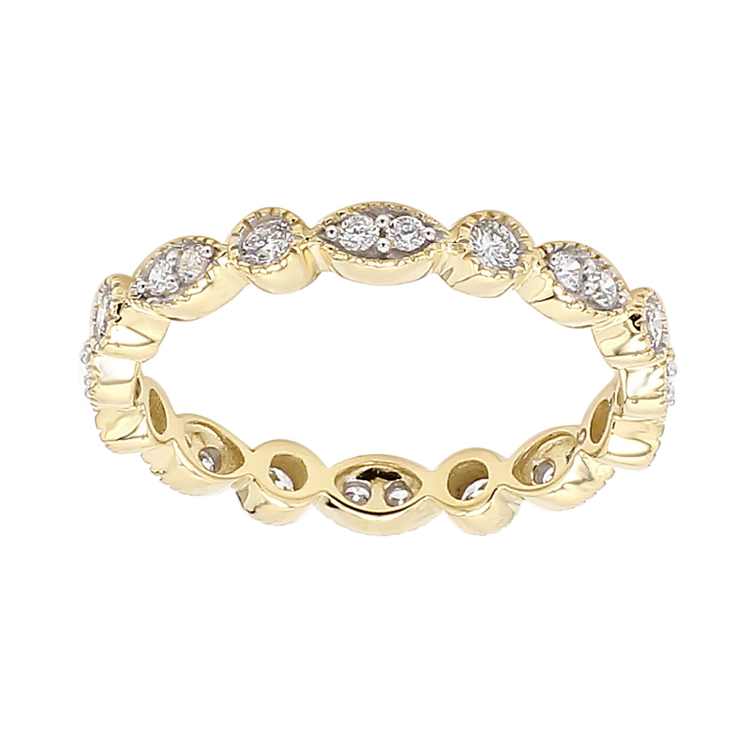 0.50CTTW Lab-Created Diamond Milgrain Multi Shape Band in 14K Yellow G ...