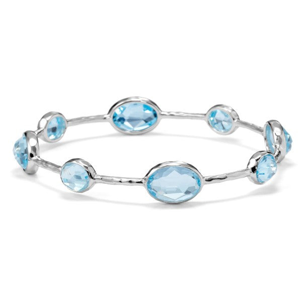 silver bracelet with blue stone