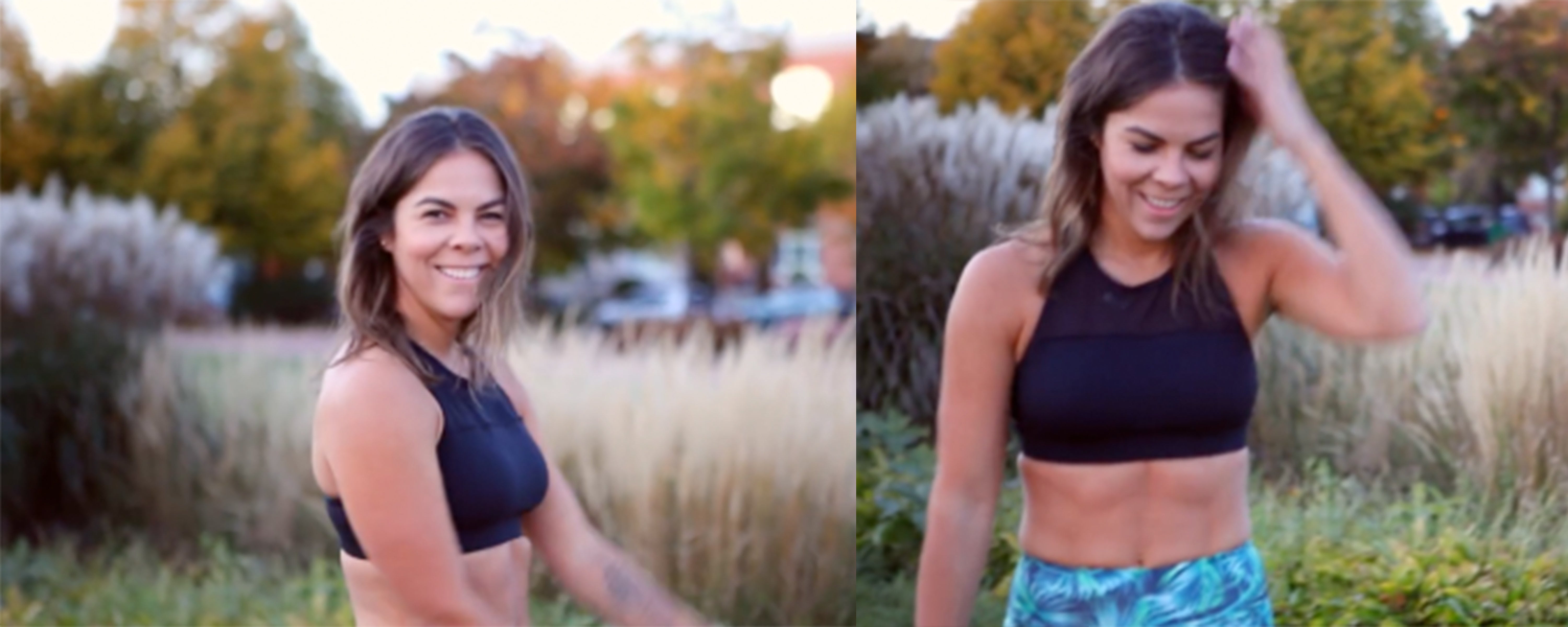 Woman smiling working out fit outside outdoors Dharma Bums Fall Autumn