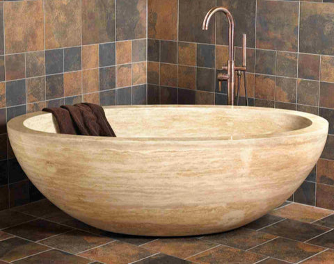 Ivory Vein cut ORock1 Travertine Bathtub Hawaii Stone Imports