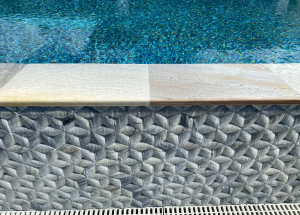 LILLY WHITE Split-Face Pool Coping Quartzite Hawaii Stone Imports