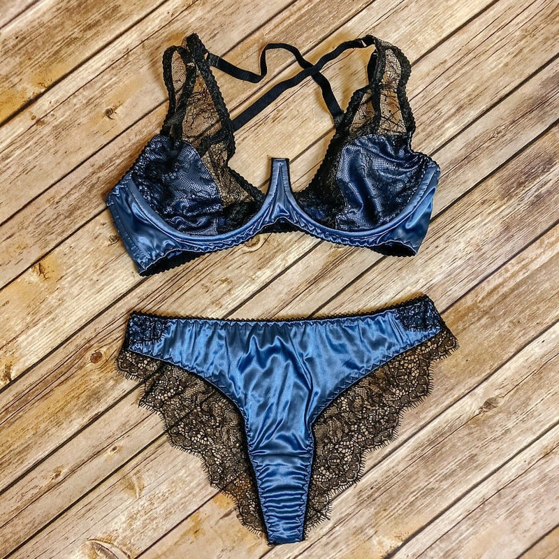 Shop Handmade Pearl navy Lingerie Set Online – Angie's showroom