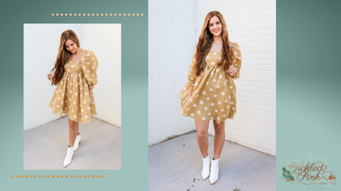 Yellow Puff Sleeve Dress with a Floral Print