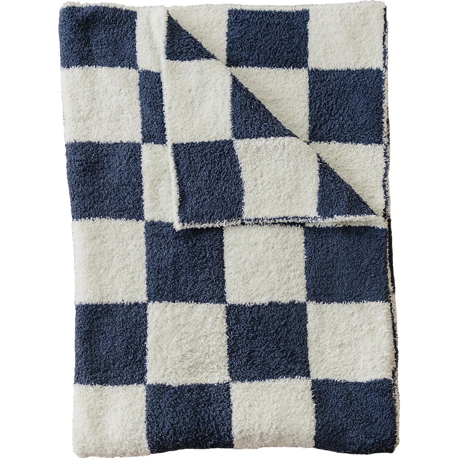 Checkered Plush Blanket Child/Adult 45x60 | Navy