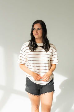 Kay Striped Tee | Coral