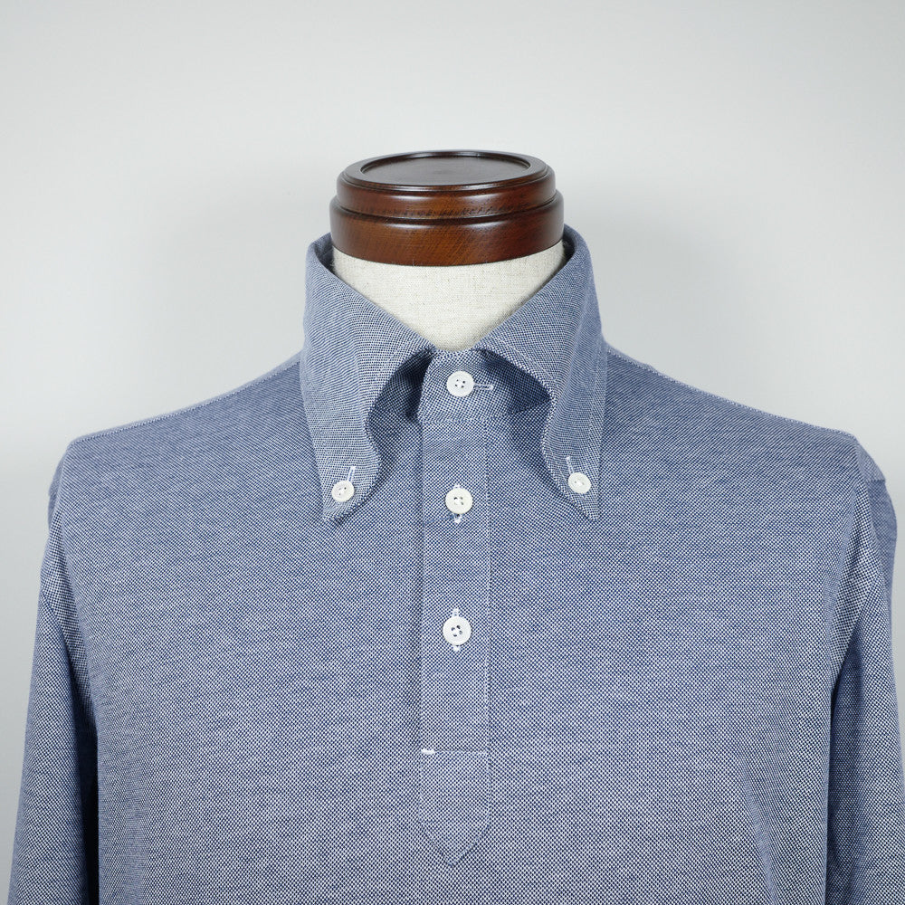 Blue Long-sleeve Polo Shirt with button-down collar – Last & Lapel