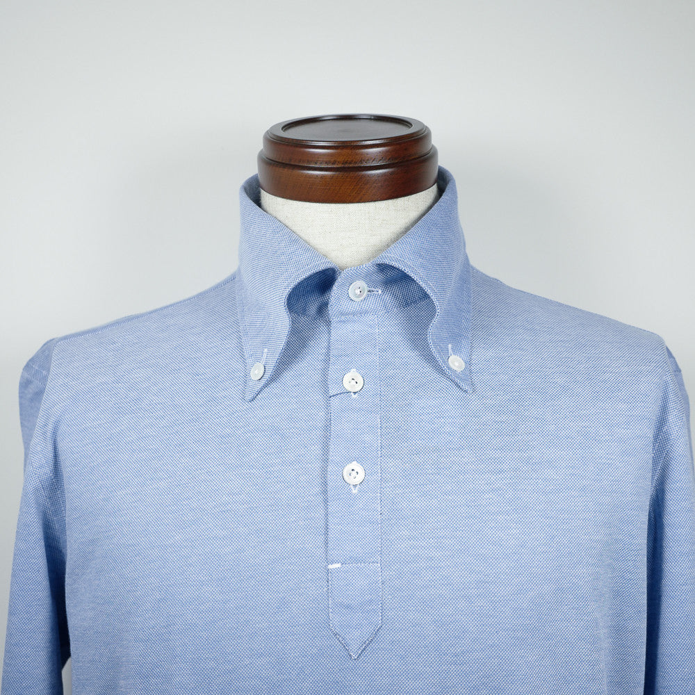 Light Blue Long-sleeve Polo Shirt with button-down collar – Last & Lapel