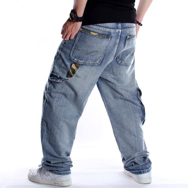 Light Multi-Pocket Loose Jeans Skate Men pants