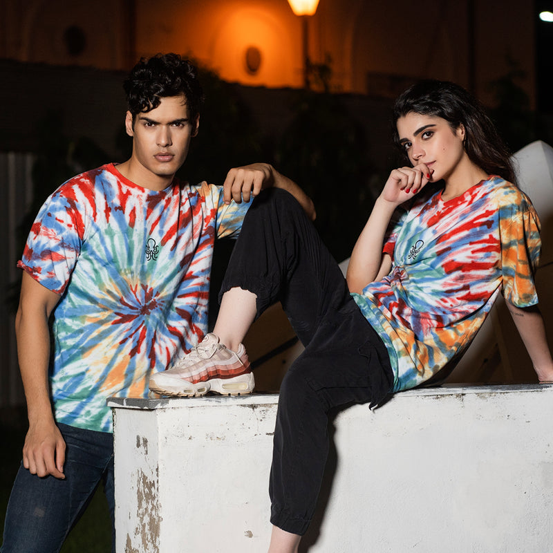 Huedee Aurora Tie & Dye Oversized Couple T-Shirt - Be Awara