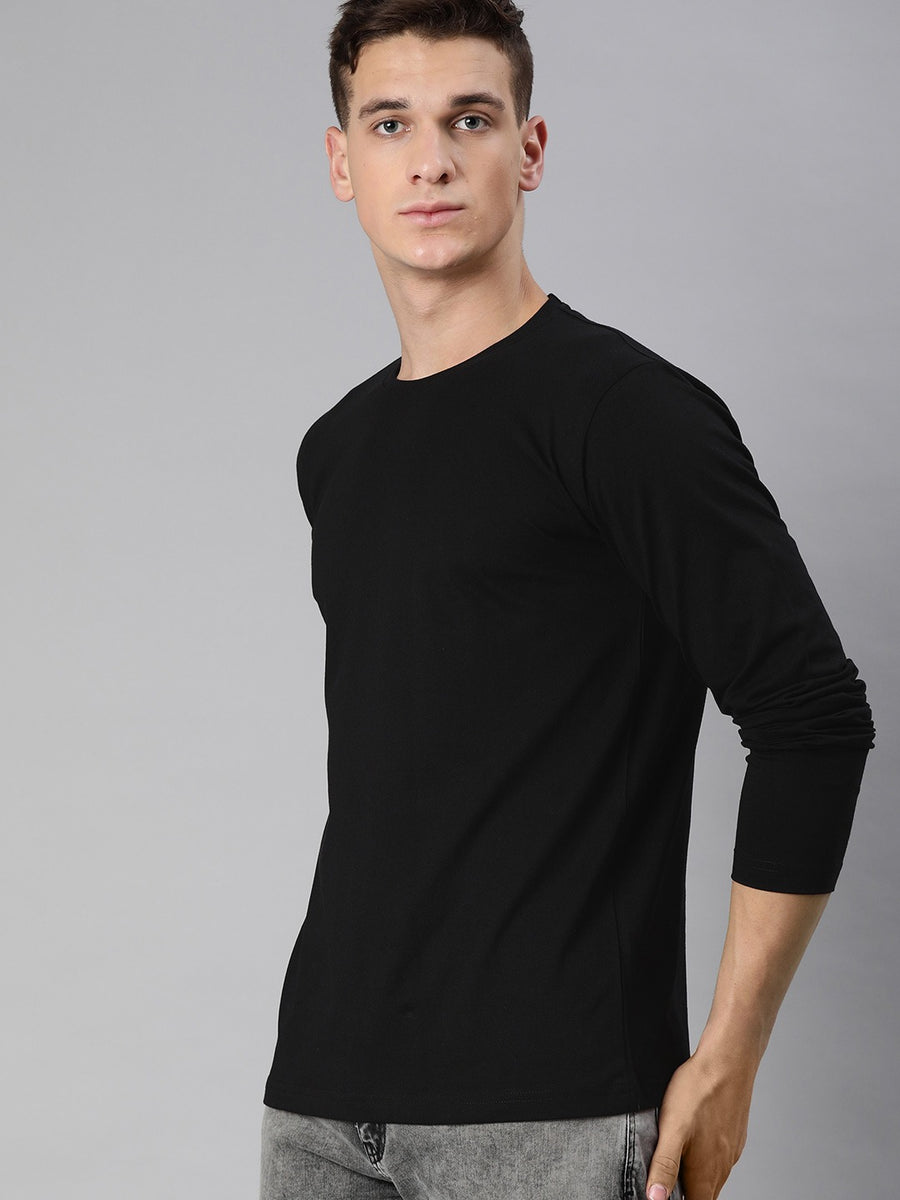 Buy Plain Black Full Sleeves T-Shirts Online For Men in India | Be Awara
