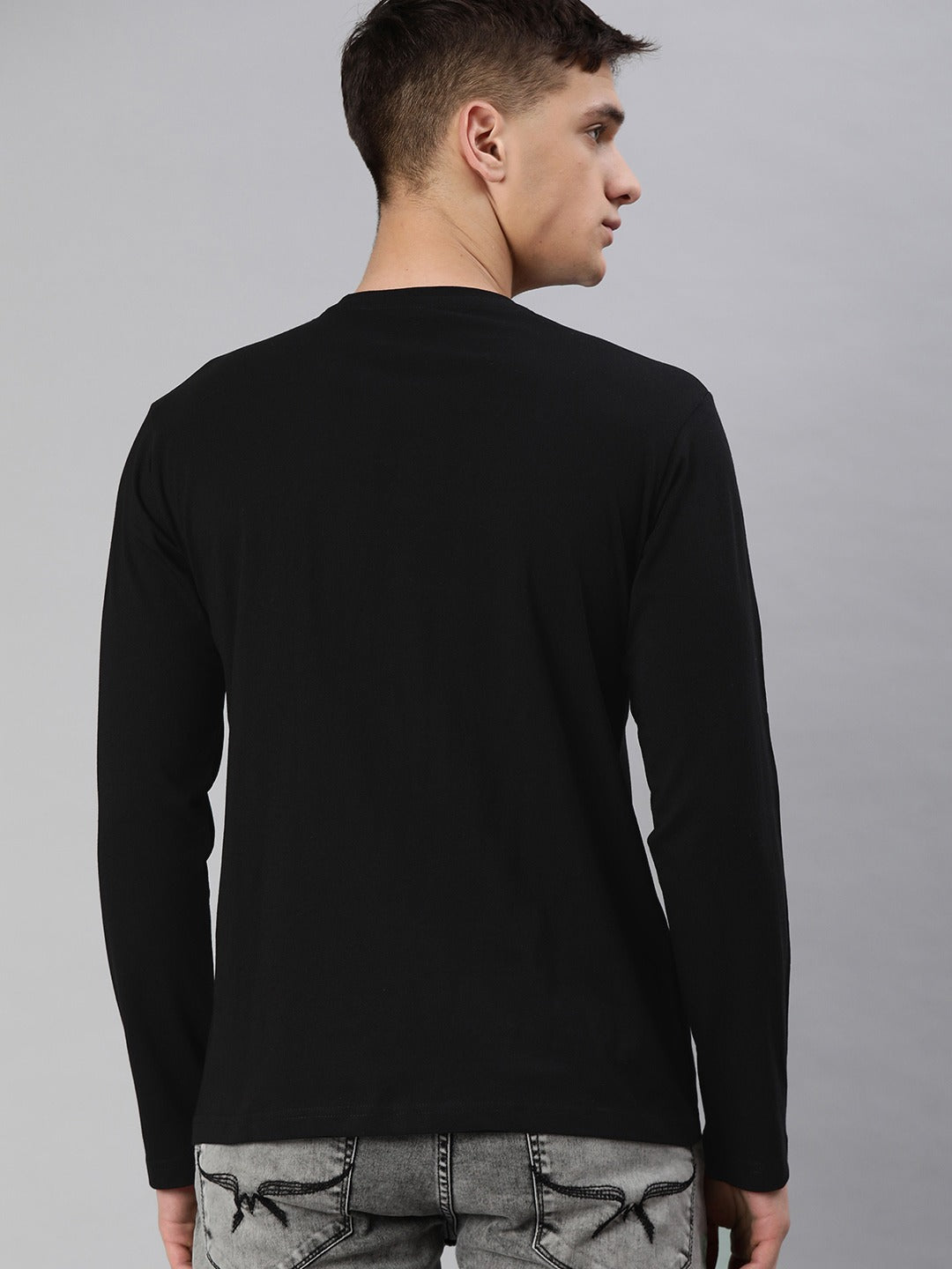 Buy Plain Black Full Sleeves T-Shirts Online For Men in India | Be Awara