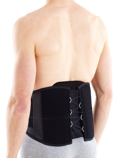 NeoTech Care Back Brace with Suspenders / Shoulder Straps - Light &  Breathable - Lumbar Support Belt for Lower Back Pain - Posture, Work, Gym -  Black Color (Size S) Small (Pack of 1)
