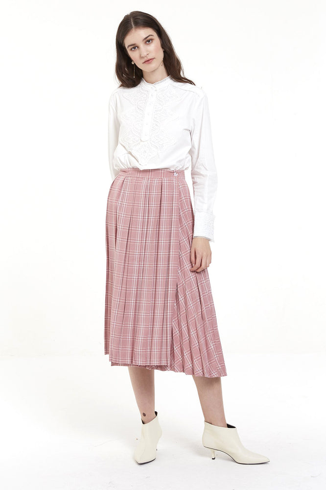 Pink Tartan Pleat Skirt