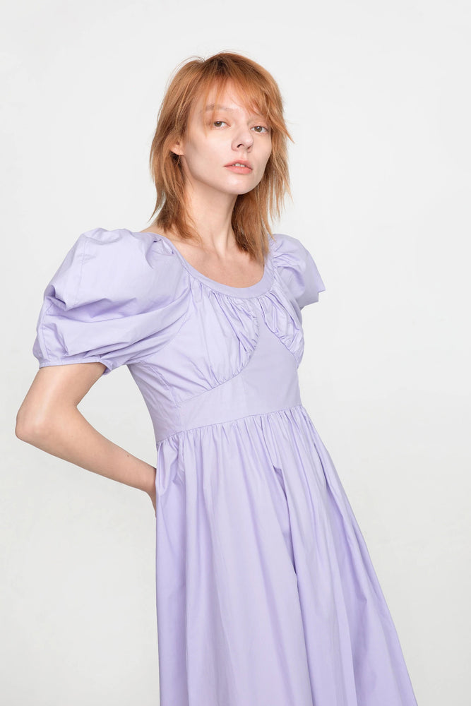 FANOSTUDIOS U-neck bubble sleeve dress-