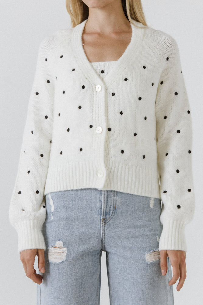 Dot Embroidered Cardigan