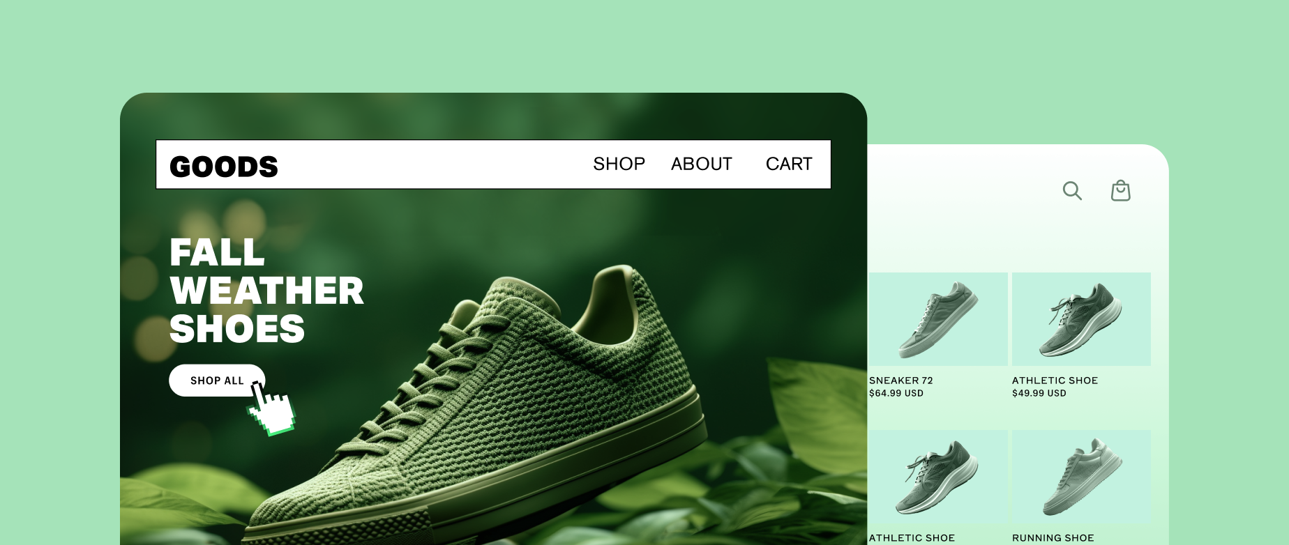 a website showing shoes for sale representing digital retail