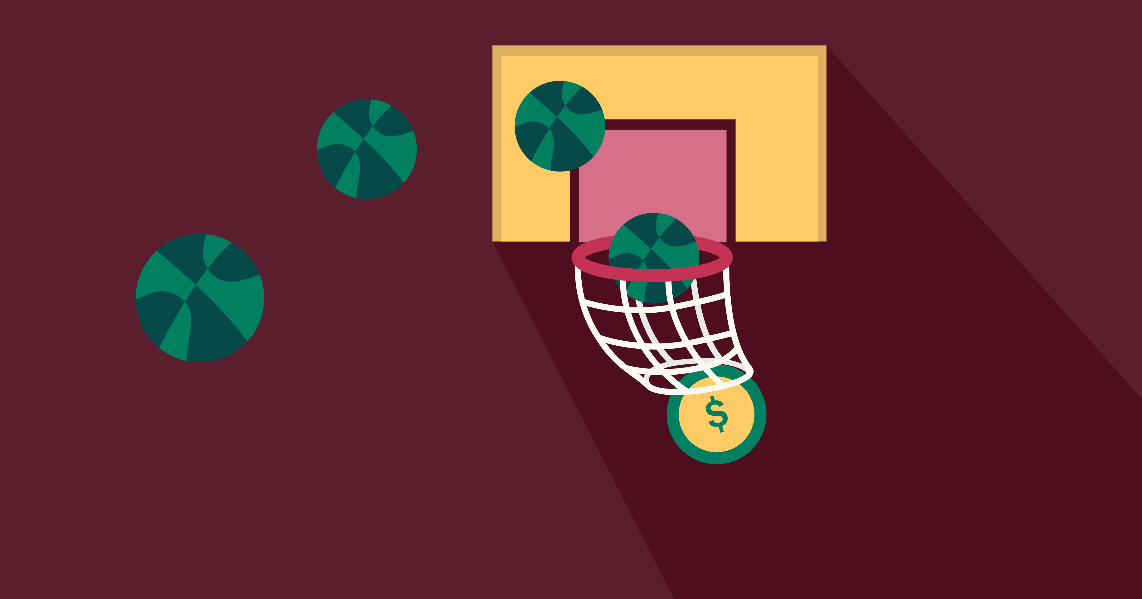 image of a basketball going in hoop representing net sales