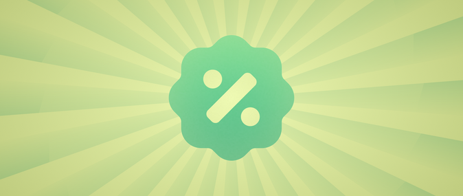 A percentage sign on a green background representing one type of discount available in Shopify POS for BFCM.