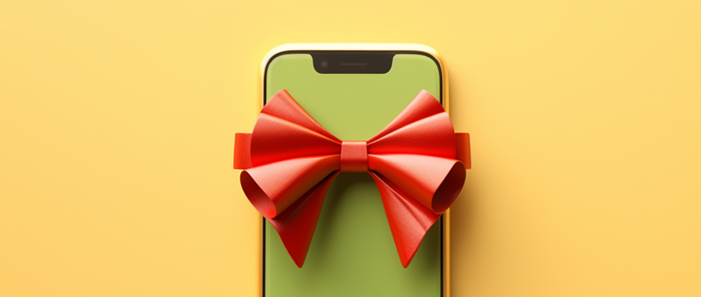 image of a bow wrapped iphone representing holiday marketing