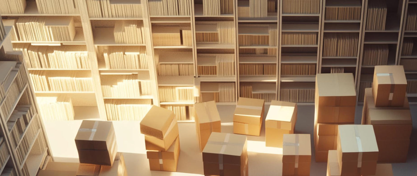 boxes in a storage room