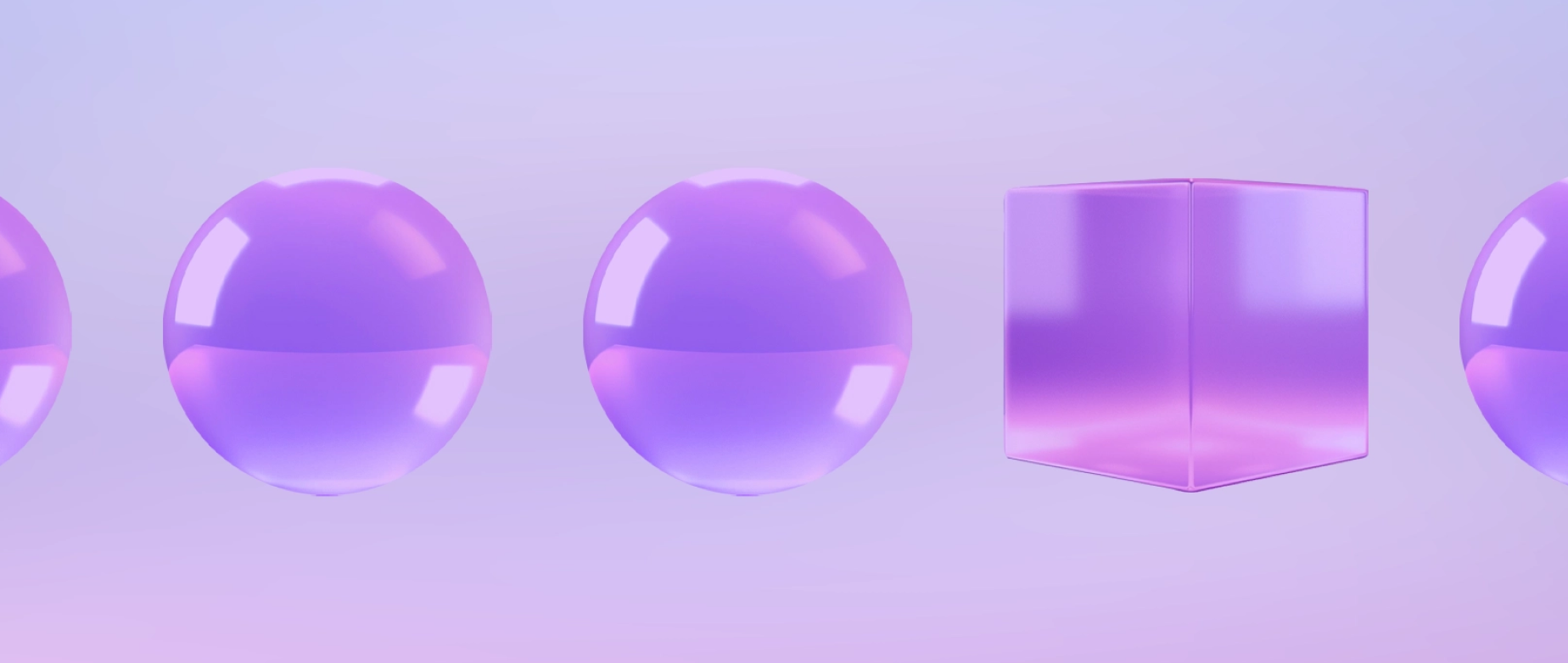 Shiny purple circles and squares next to each other on a light purple background.