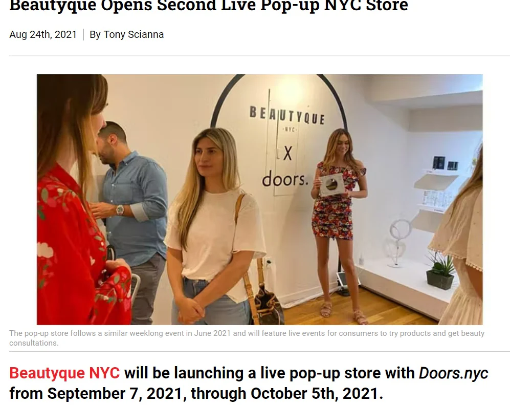 Beautyque pop up store