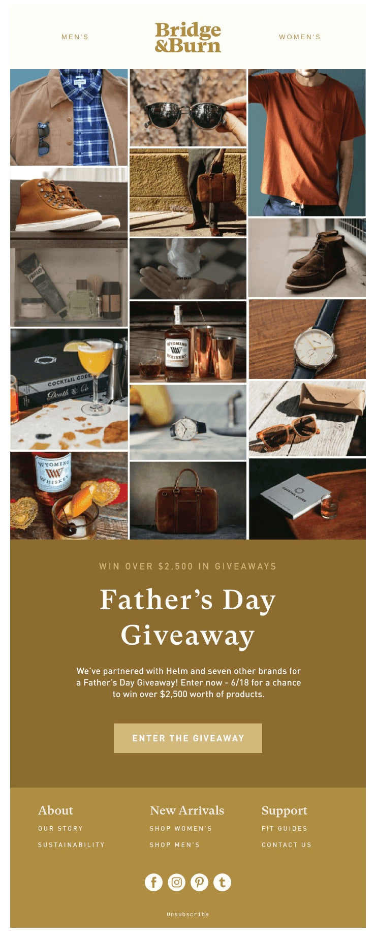 Bridge & Burn offers over $2,500 for its Father’s Day Giveaway