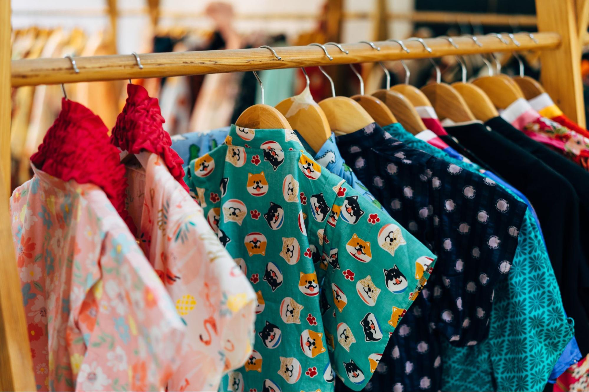 Clothes hanging on a rack