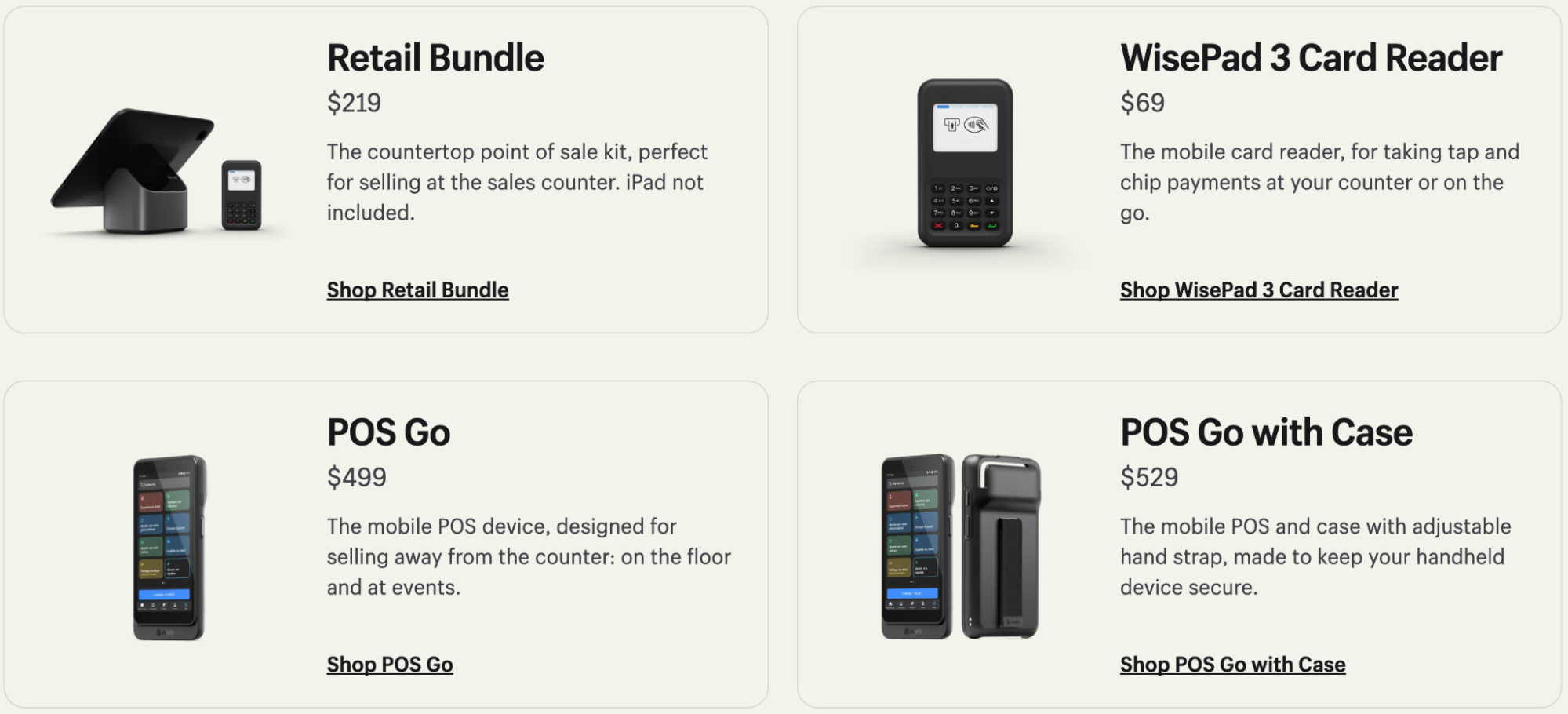 Four types of point-of-sale systems with accompanying information about each.