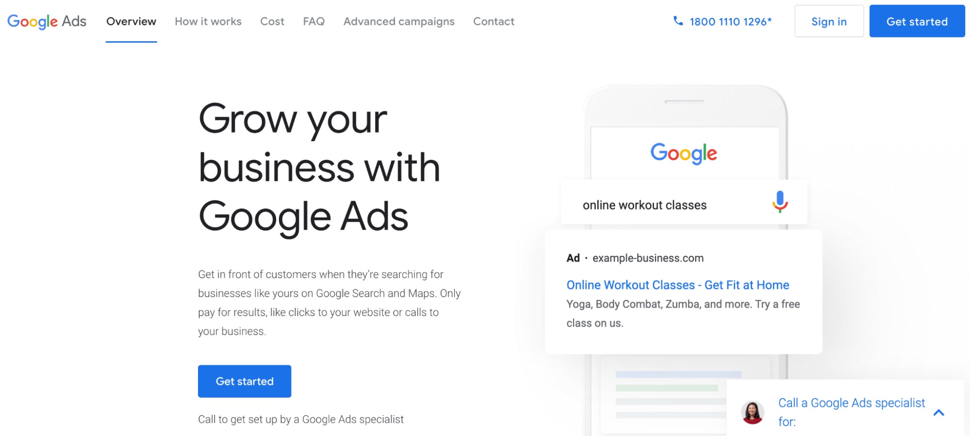 Google Ads Overview page