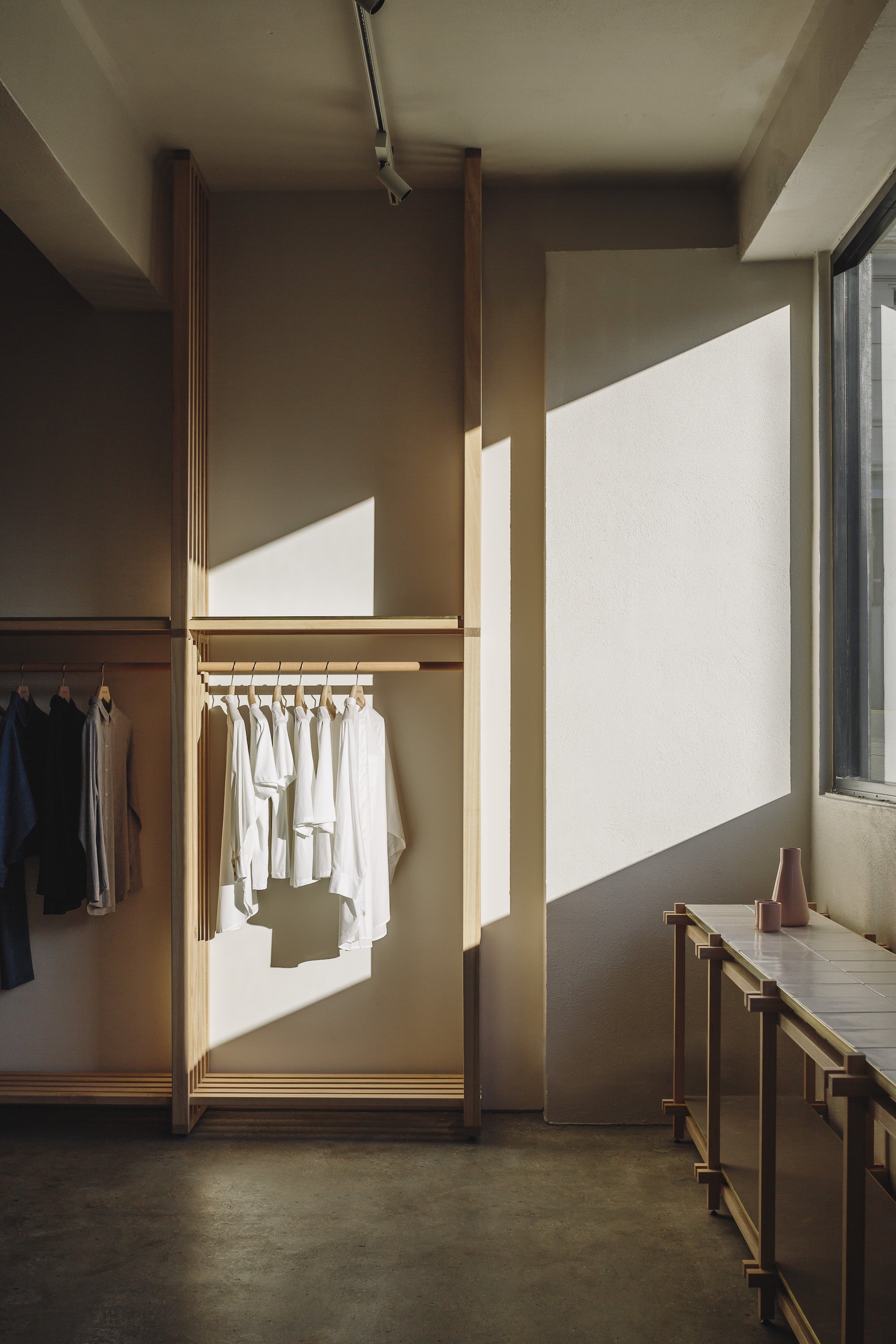 Sun cascading into Kowtow's retail store in Wellington, Australia